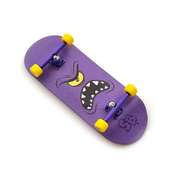 34mm x 96mm Pro Fingerboard Set-Up (Complete) | Real Wood Deck (5-Layers) | Pro Trucks with Lock-Nuts | Polyurethane Pro Wheels | Real Ball Bearings | Purple Face  SPITBOARDS